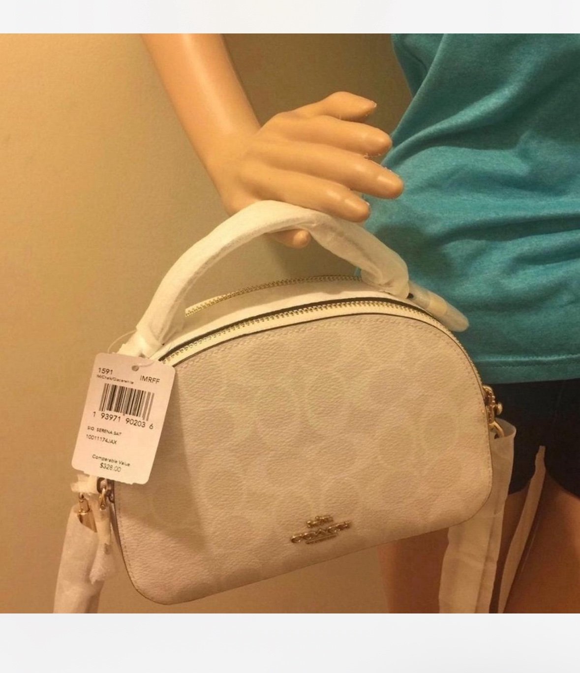 Authentic Coach Bag+detachanle strap/Glacier white