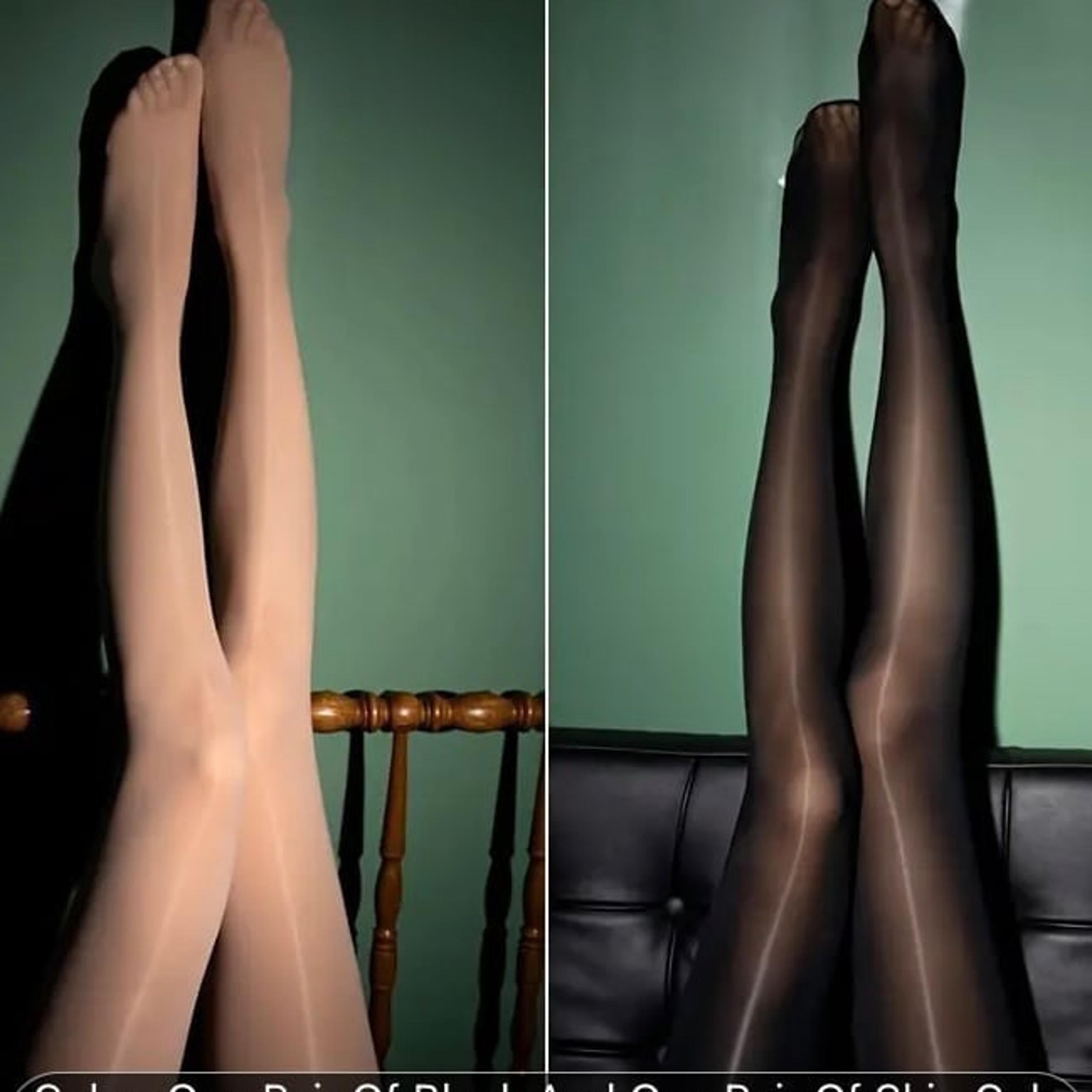 2 Pairs Women's Sexy Tights Set, Plus Size Oil Shiny High Rise Control Top Semi
