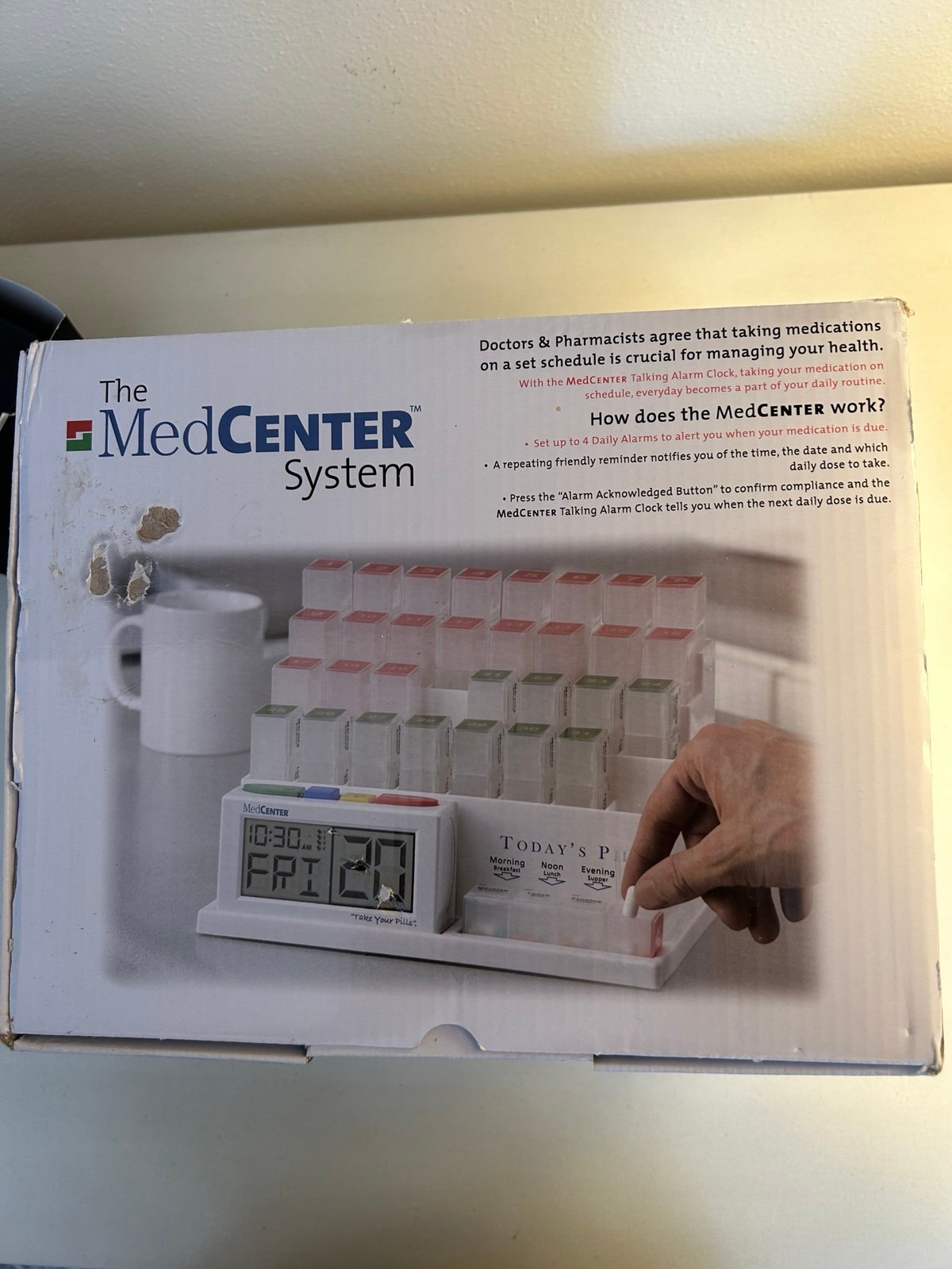 MedCenter System Pill Organizer, With Talking Alarm