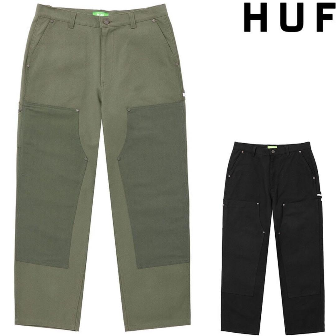 HUF Olive Khaki Double Knee Pants, Size M
