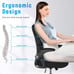 Ergonomic Office Chair, Mid Back Desk Chair with Adjustable Height Dark Black