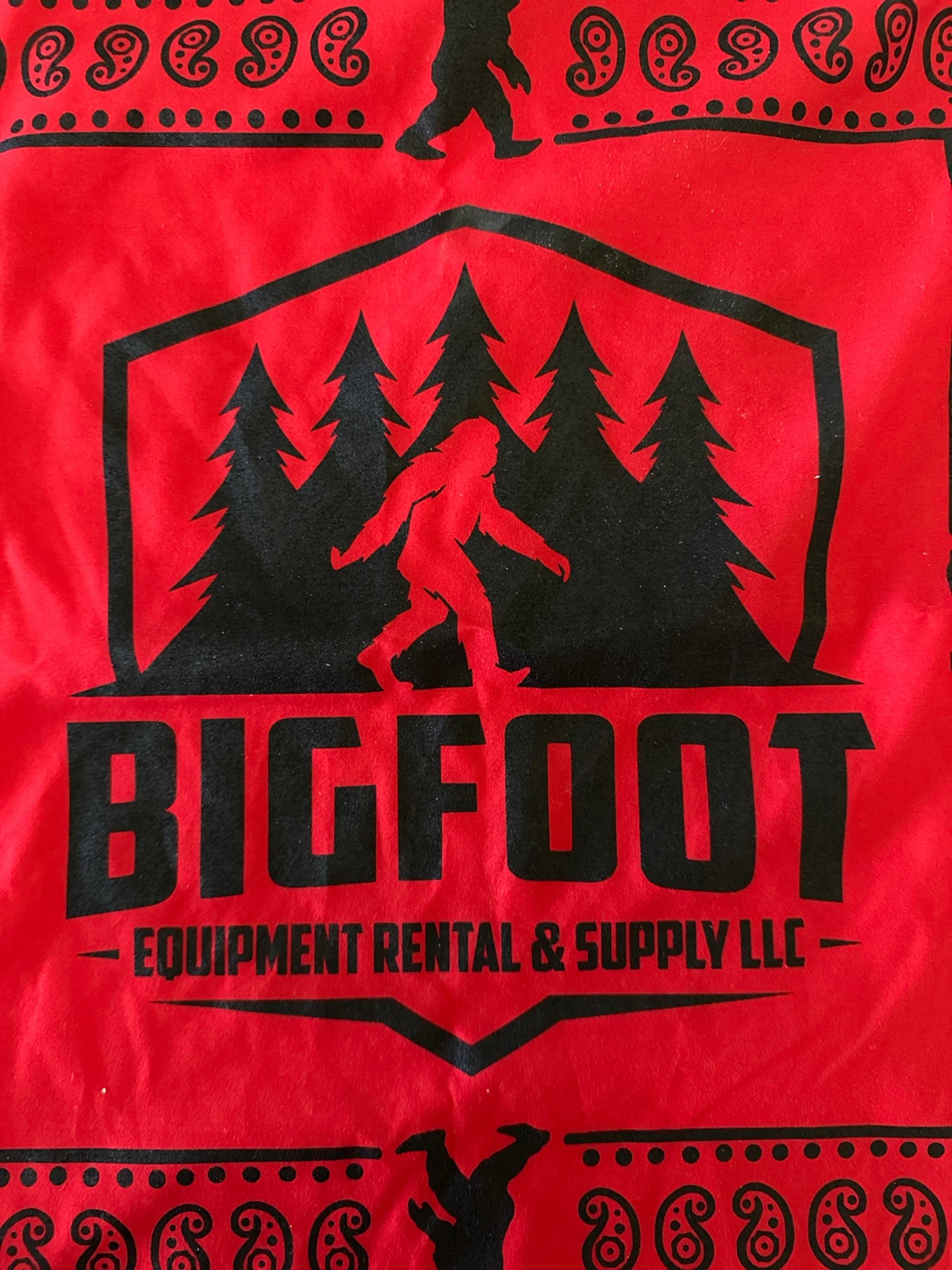 Bigfoot Equipment Rental Handkerchief 23” X 22”  NWOT   Red