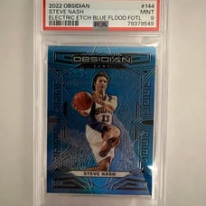 2022 Panini Obsidian #144 Steve Nash Electric Etch Blue Flood FOTL #/16 PSA 9