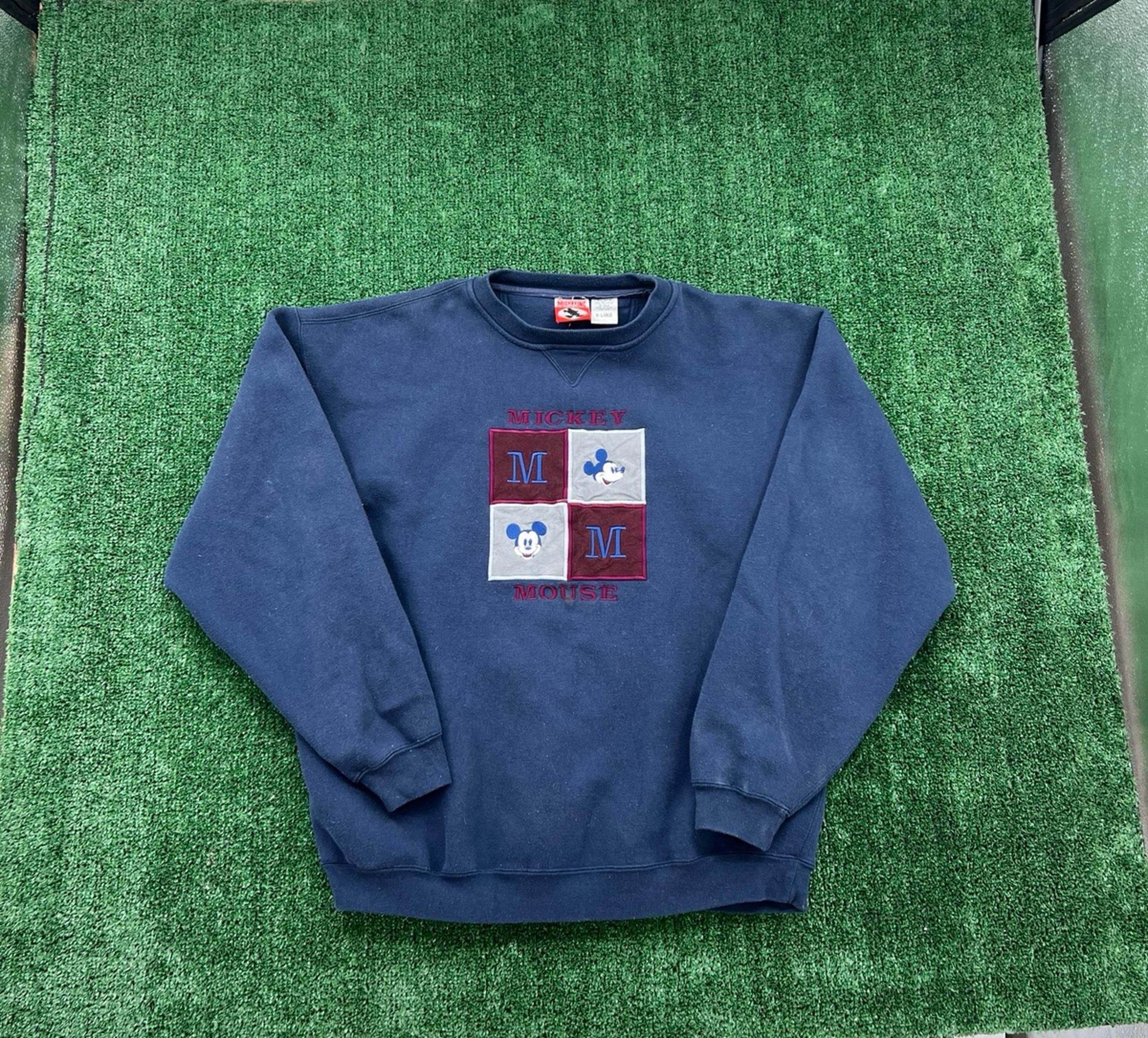 VTG Mickey Mouse Graphic Sweatshirt Pullover Navy Blue Walt Disney size XL