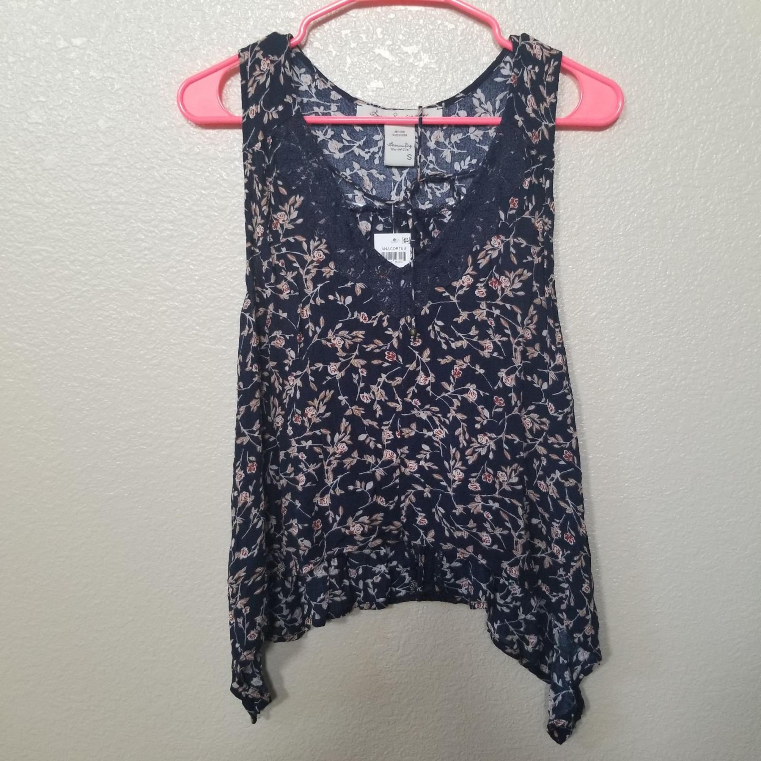 American Rag Floral Blue Tank Top Blouse