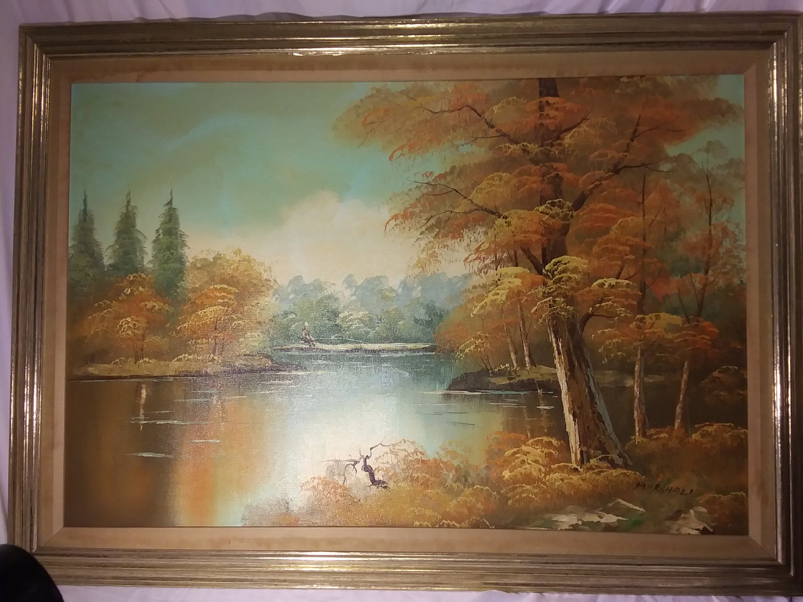 Vtg landscape Painting signed Marshall