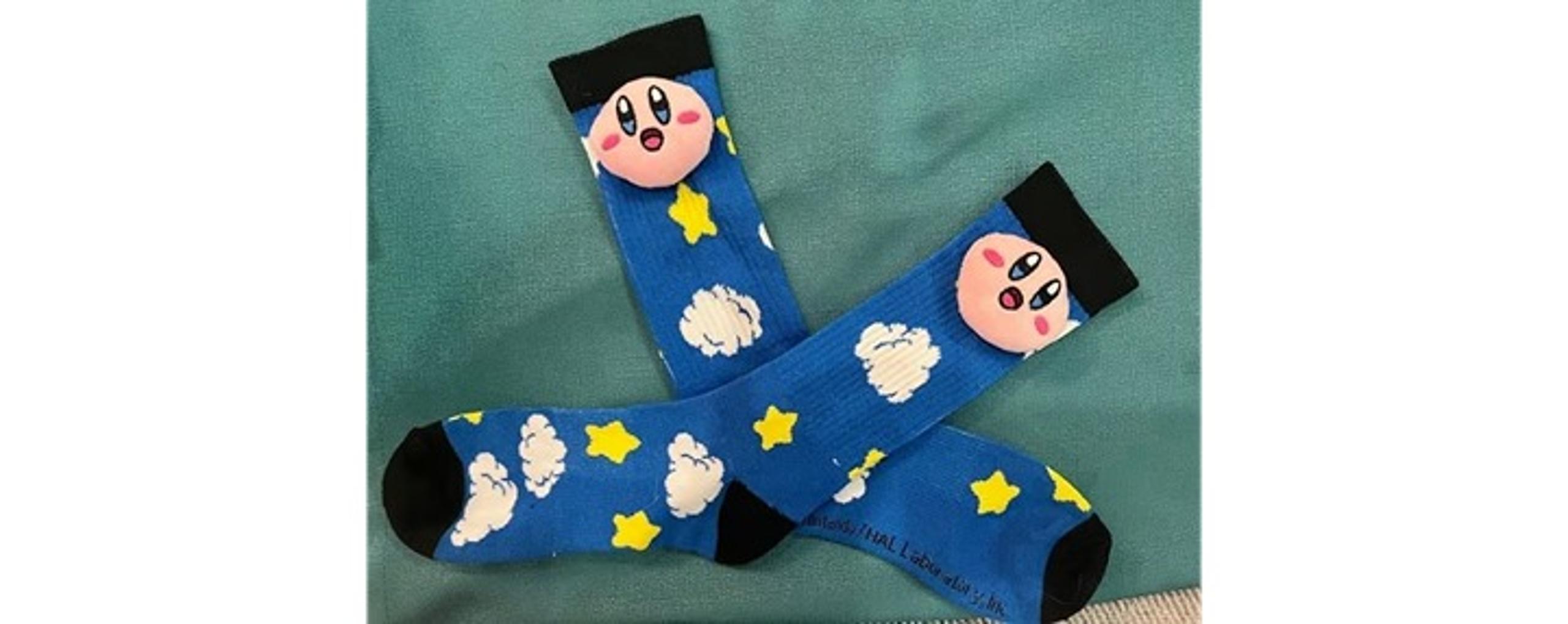 Hot Topic Kirby Socks with Small Stuffed Kirby at the Top- NWOT