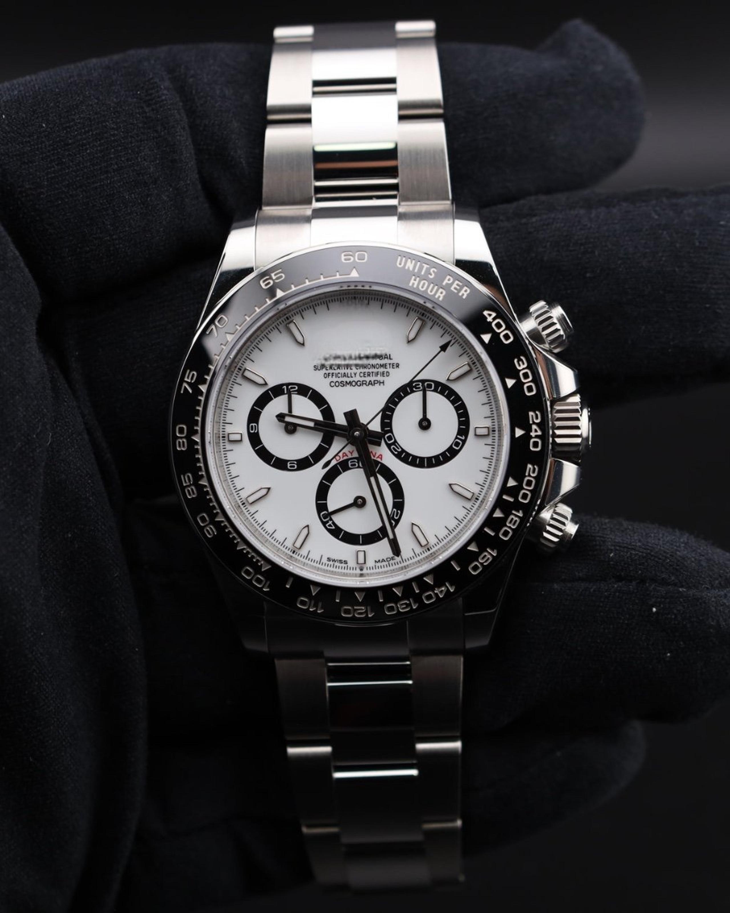 Men’s Luxury Cosmograph White Dial Stainless Steel Watch Daytona