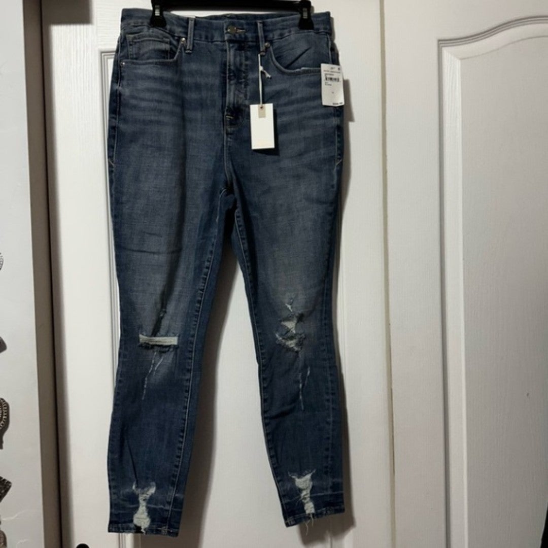 NEW Good American Distressed denim skinny Jeans size 14/32