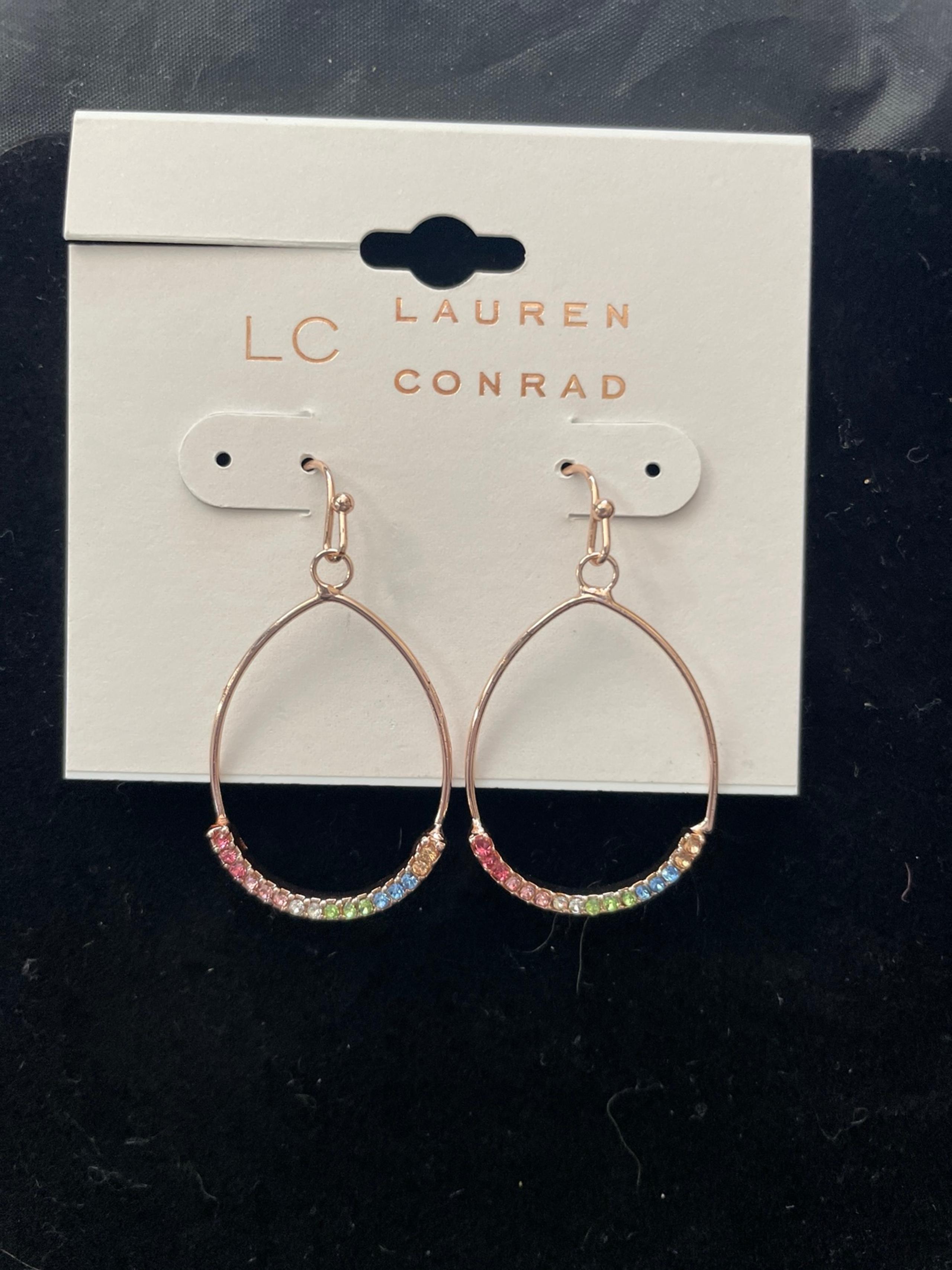 Lauren Conrad dainty rose gold tone earrings with pastel stones