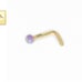 Solid 14kt gold nose piercing with soft purple opal 20 gauge New