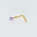 Solid 14kt gold nose piercing with soft purple opal 20 gauge New