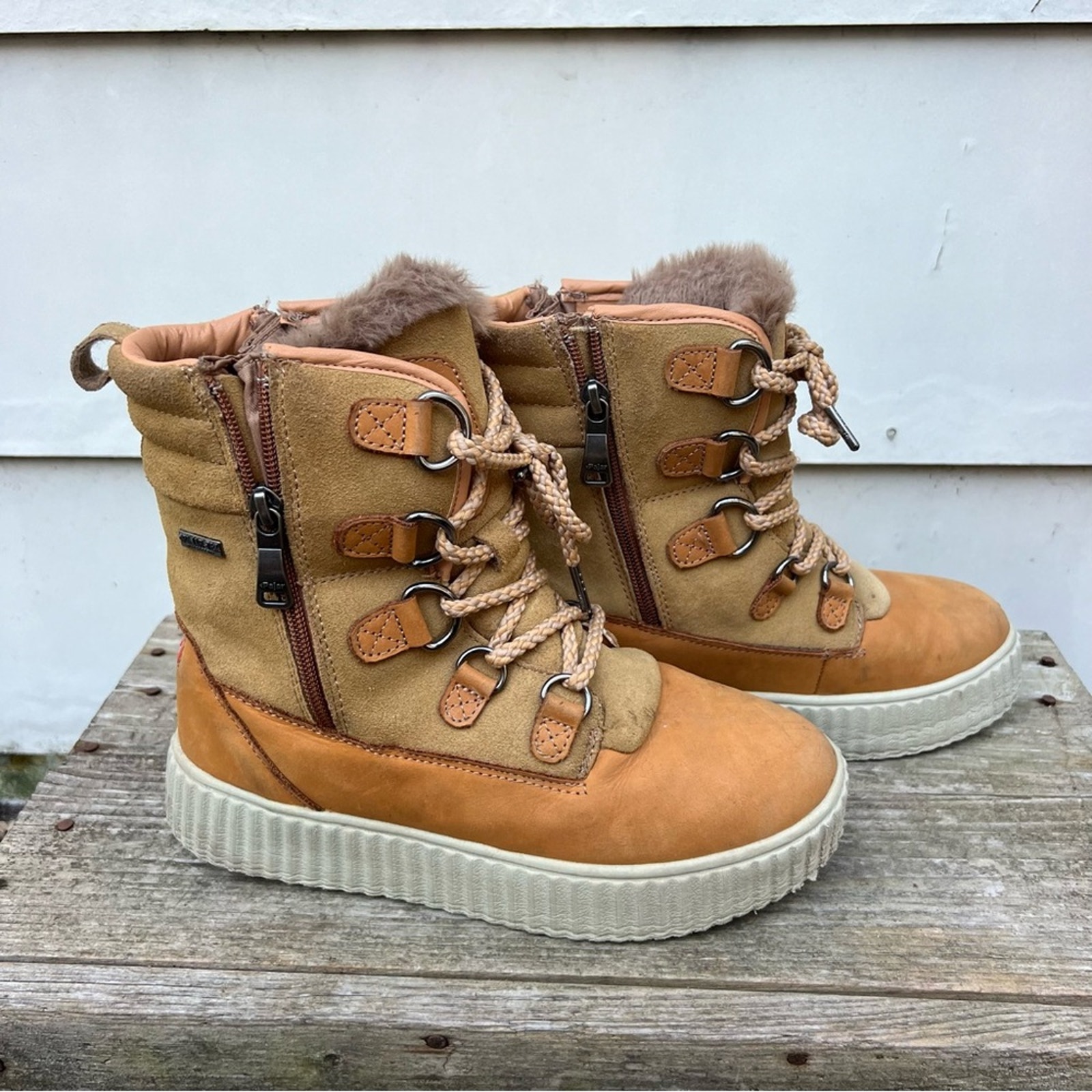 Pajar Cade Canada Shearling Insulated Tan Leather Ankle Winter Boot 7-7.5 EU38