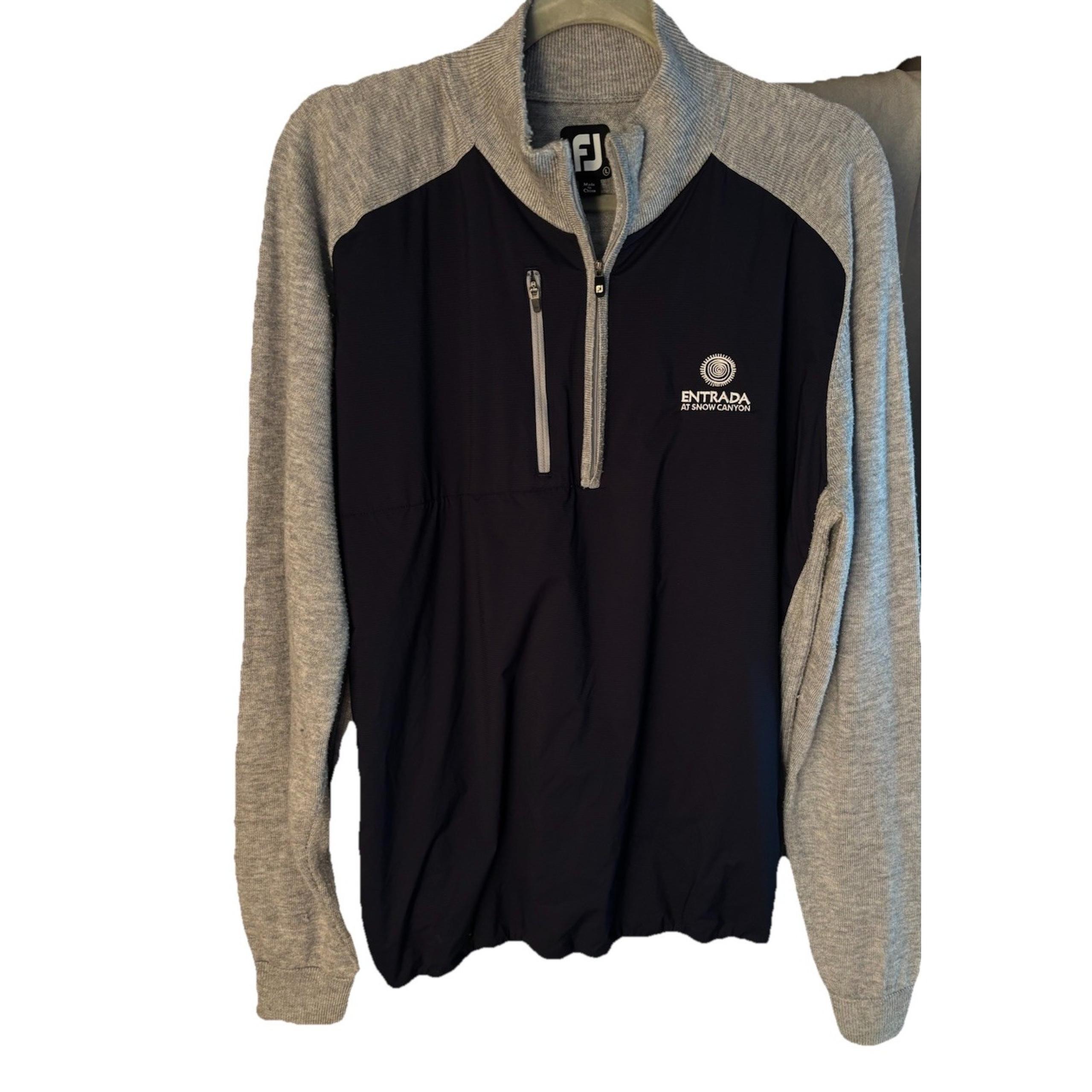 FootJoy Sweater Mens Large Tech Pullover Golf Navy Gray Wool Blend 1/4Zip Active