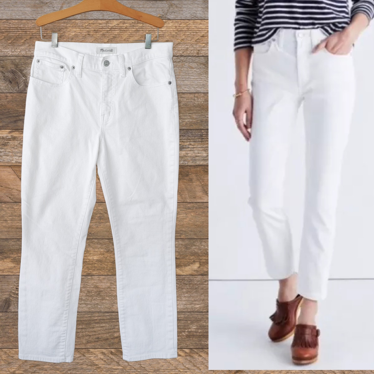 MADEWELL White High Waist Straight Crop Jeans Women's 28