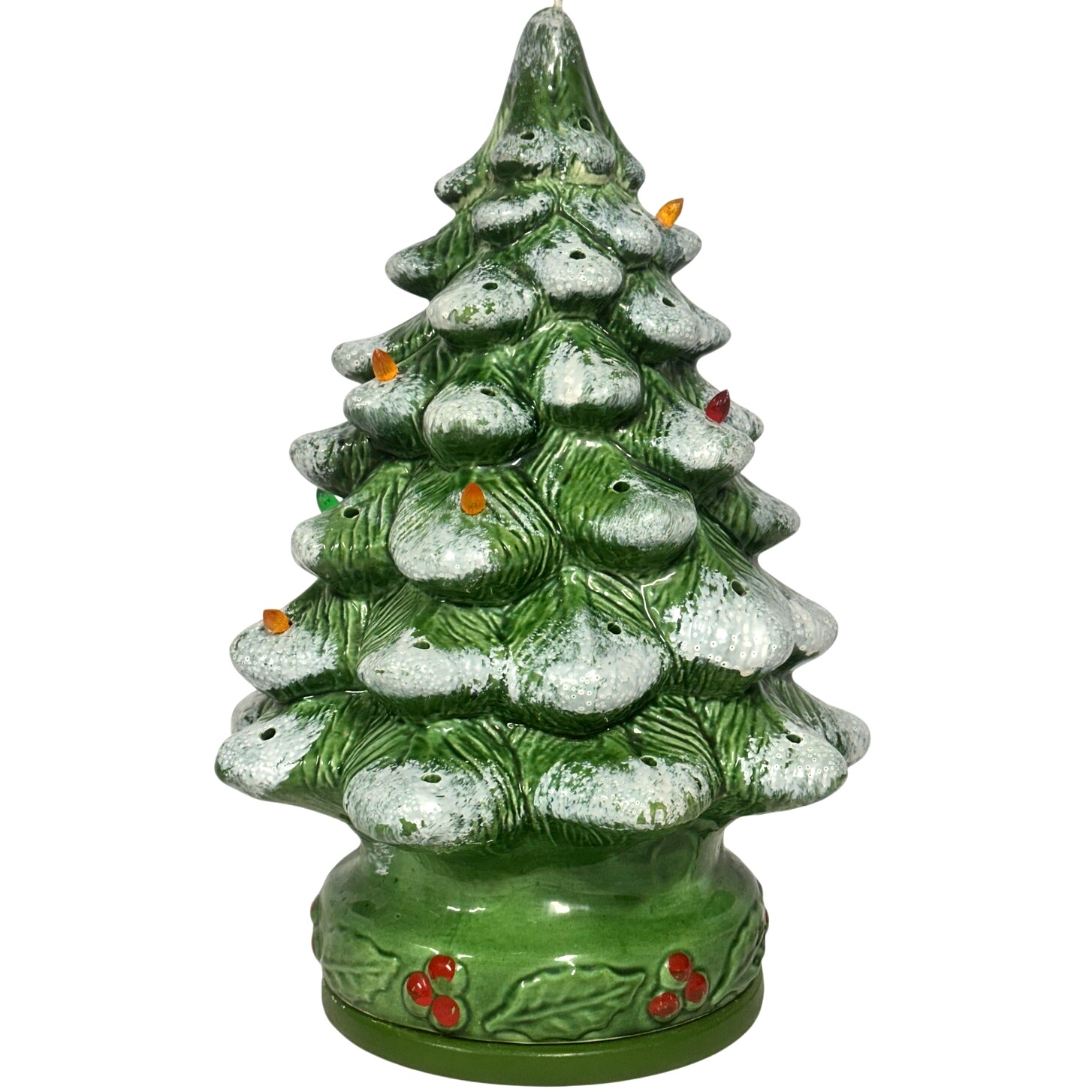 Ceramic 17.5" Lighted Christmas Tree on Stand CIL3 USA Vintage