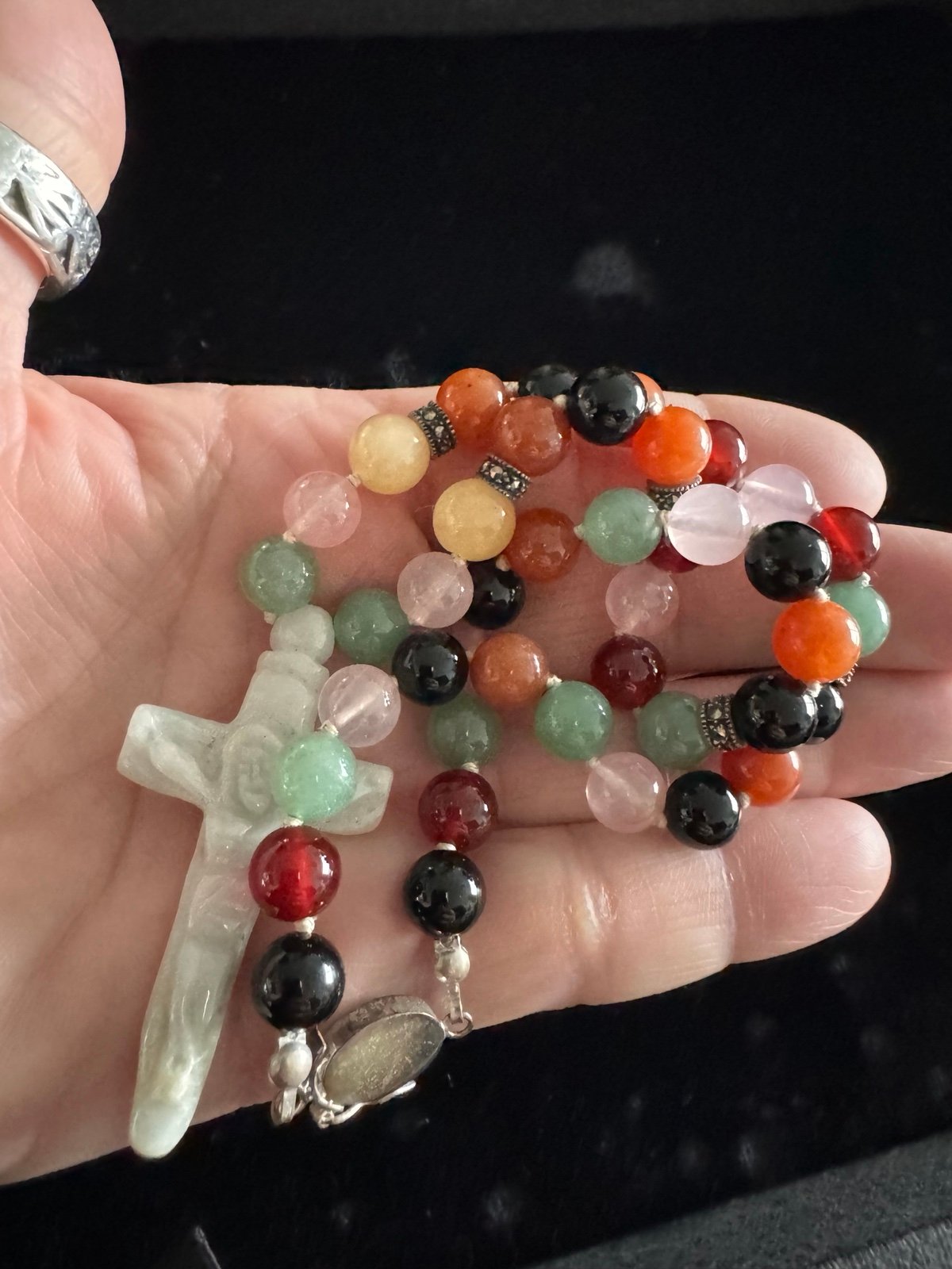 Handmade Beaded Necklace with Cross