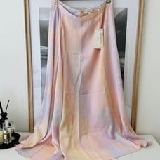 Vince rainbow wash drape satin midi skirt