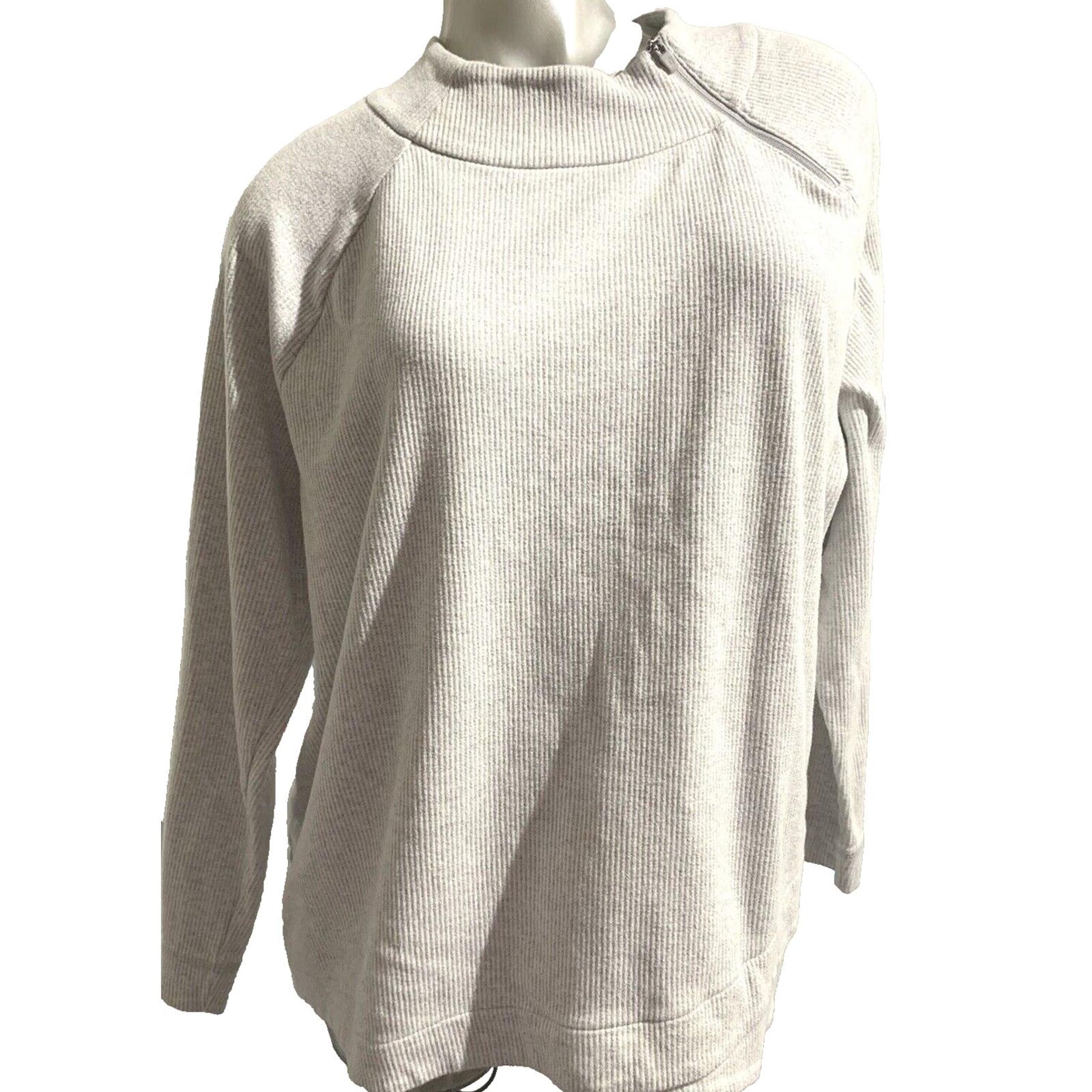 Women’s Talbots Heather Gray Knit Half Zipper Long Sleeve Sweater in Size XL 16