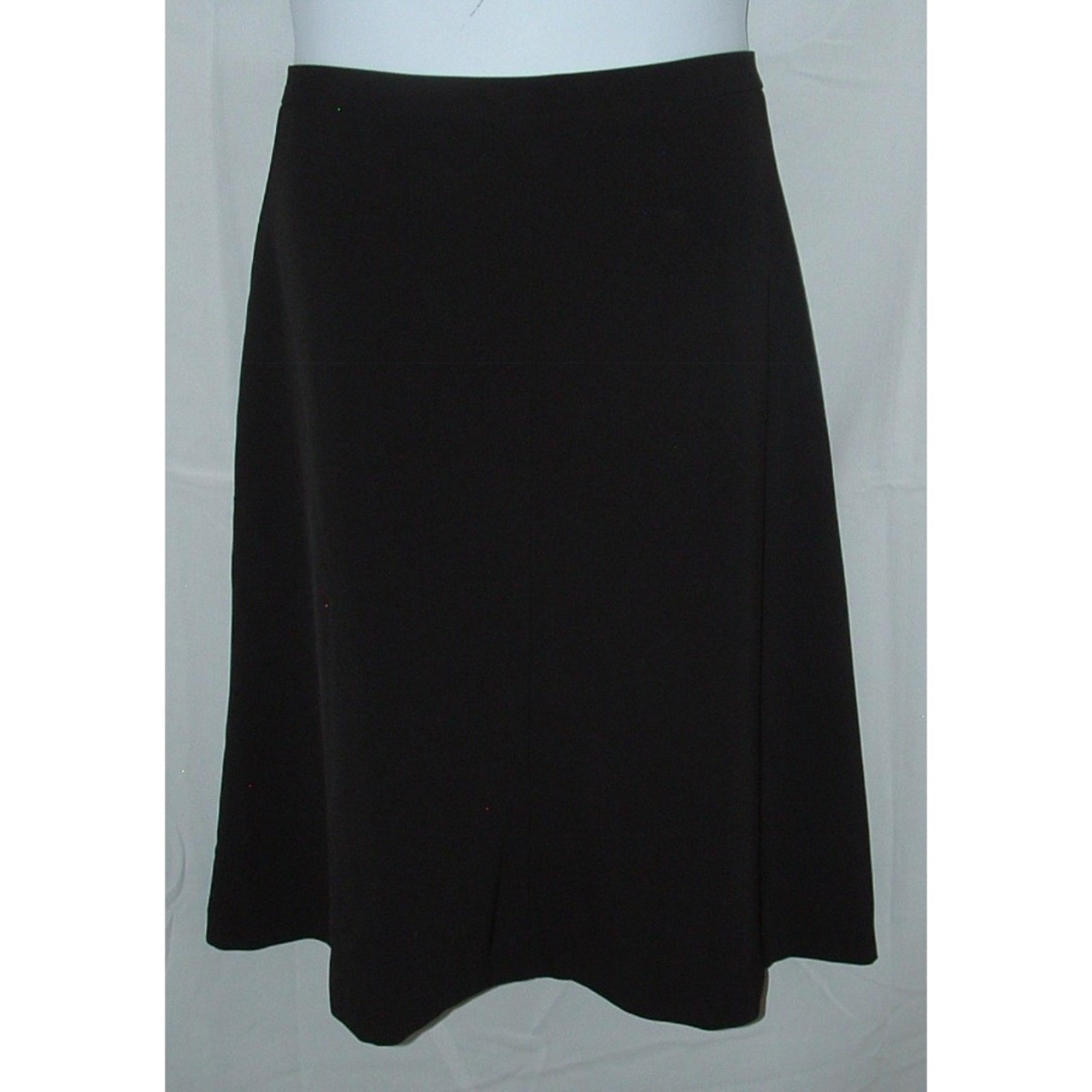 Simple Solid Black Sz 14 Church Office Lined A-Line Midi Skirt ANN TAYLOR