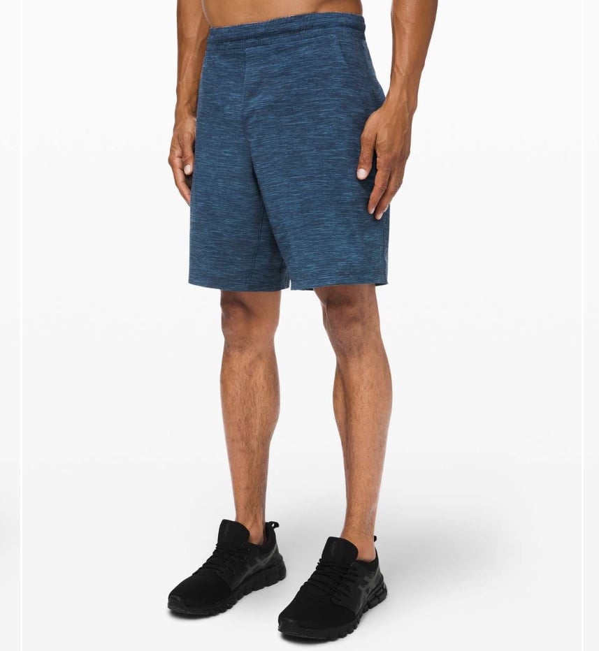 Lululemon Pace Breaker 9 Liner Shorts Mens L Heather Allover Iron Blue Navy