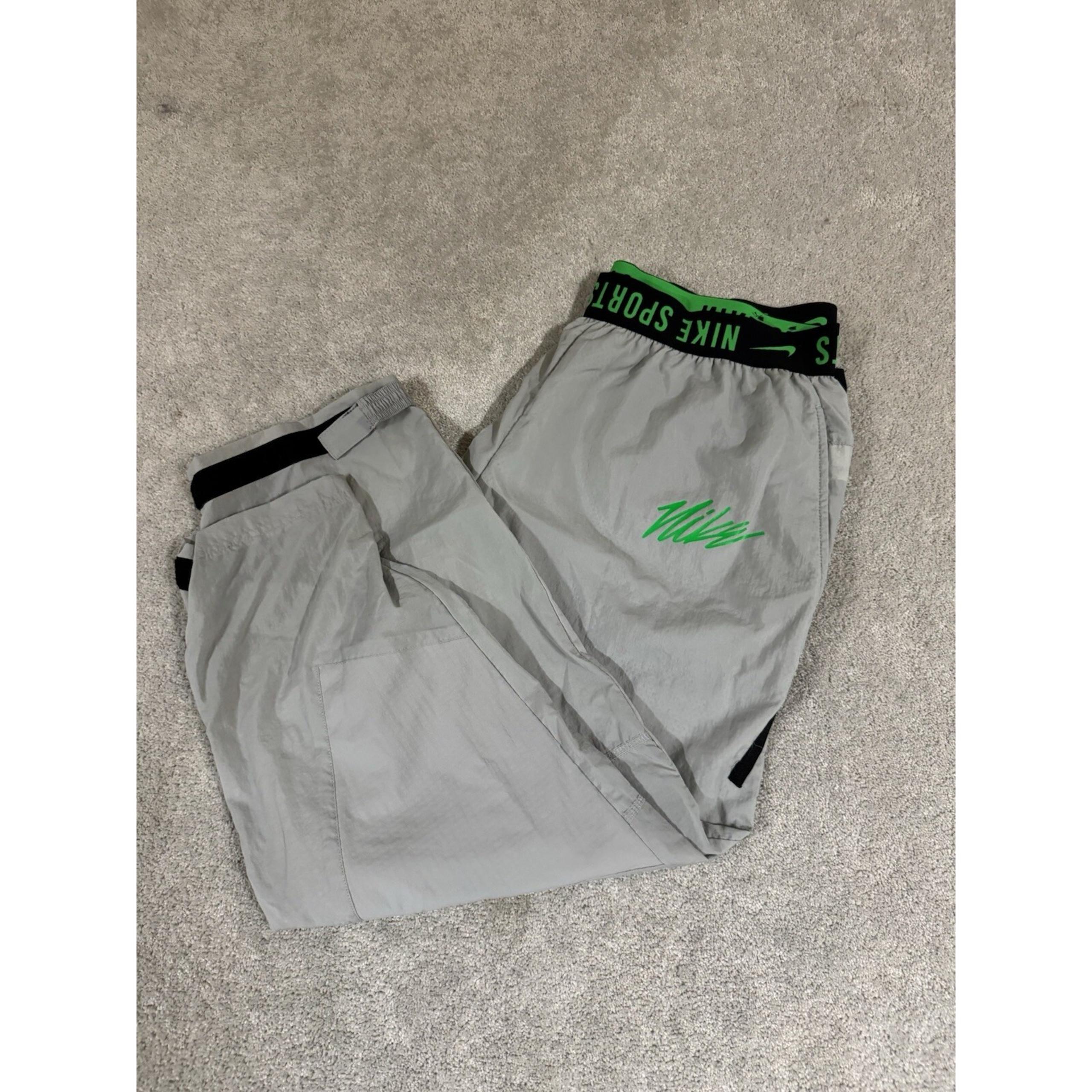 NIKE WOVEN LOGO TRAINING PANTS CJ4629-077 CROPPED WORKOUT GRAY MENS XL EUC