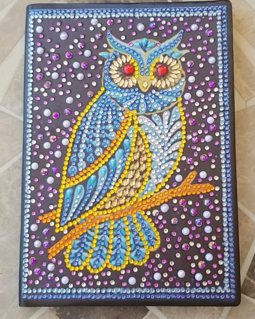 Jeweled Owl Soft Leather Notebook/journa