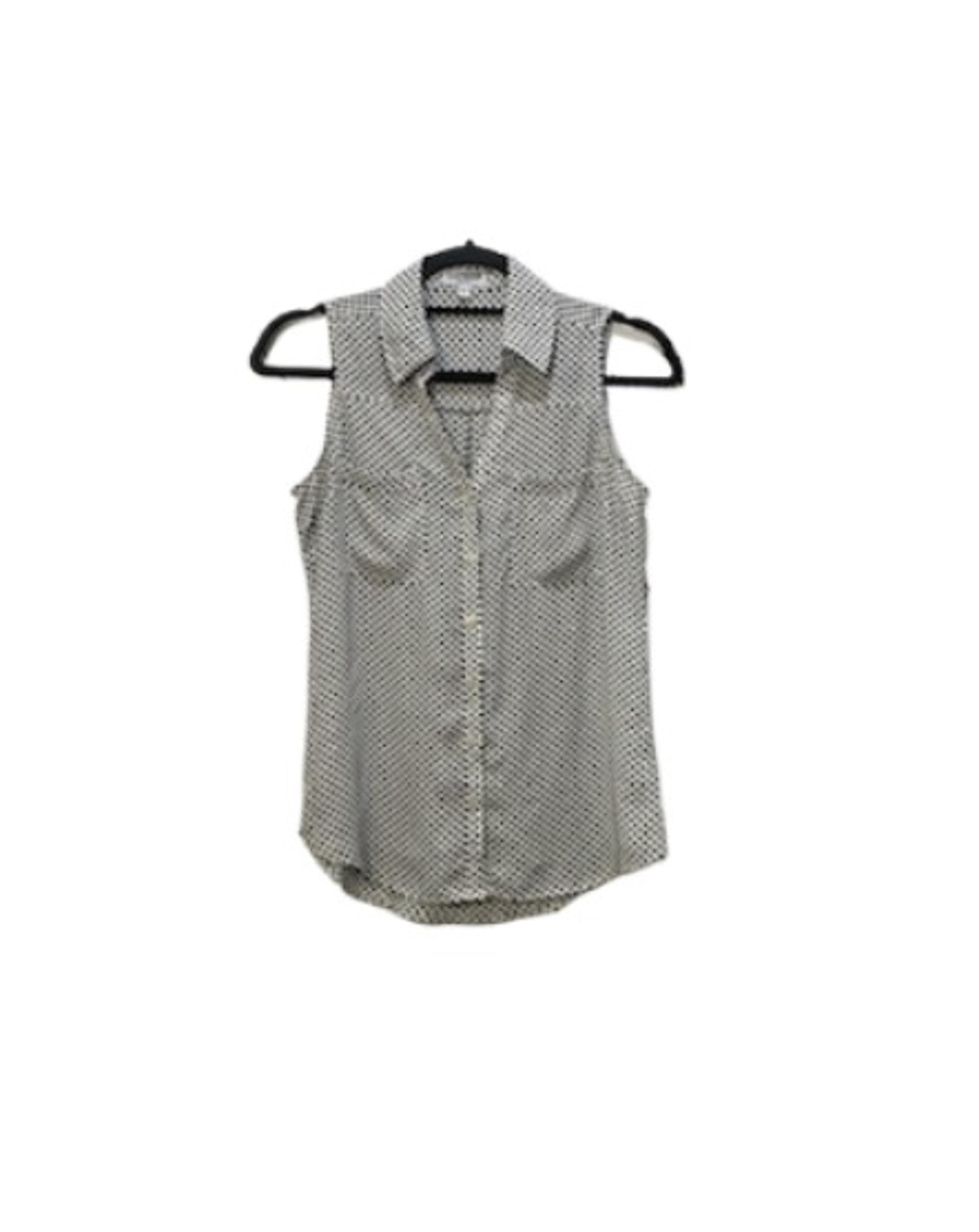 EXPRESS Women The Portofino Shirt Black White Dot Size S Button Up Career Office