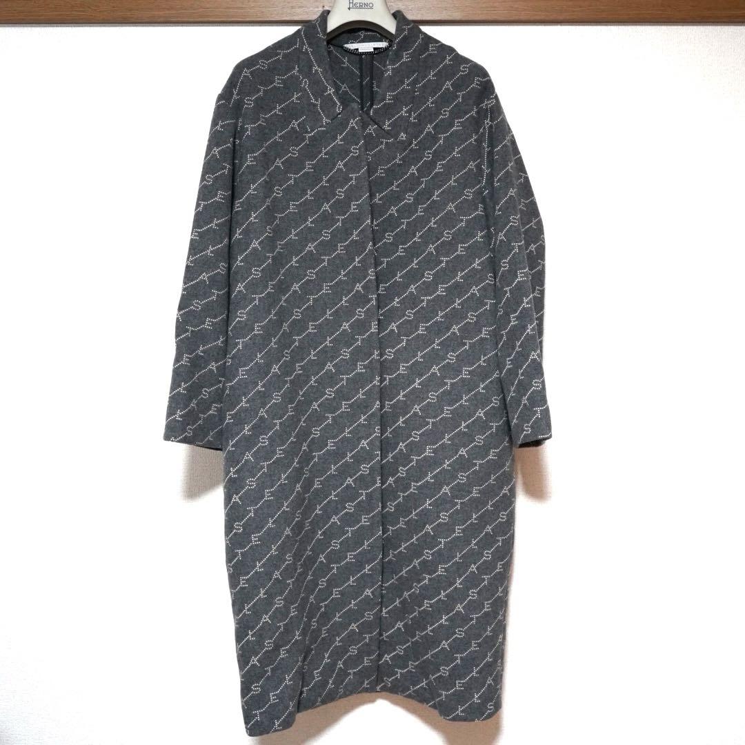Stella McCartney Logo Long Coat Grey Icon Women's