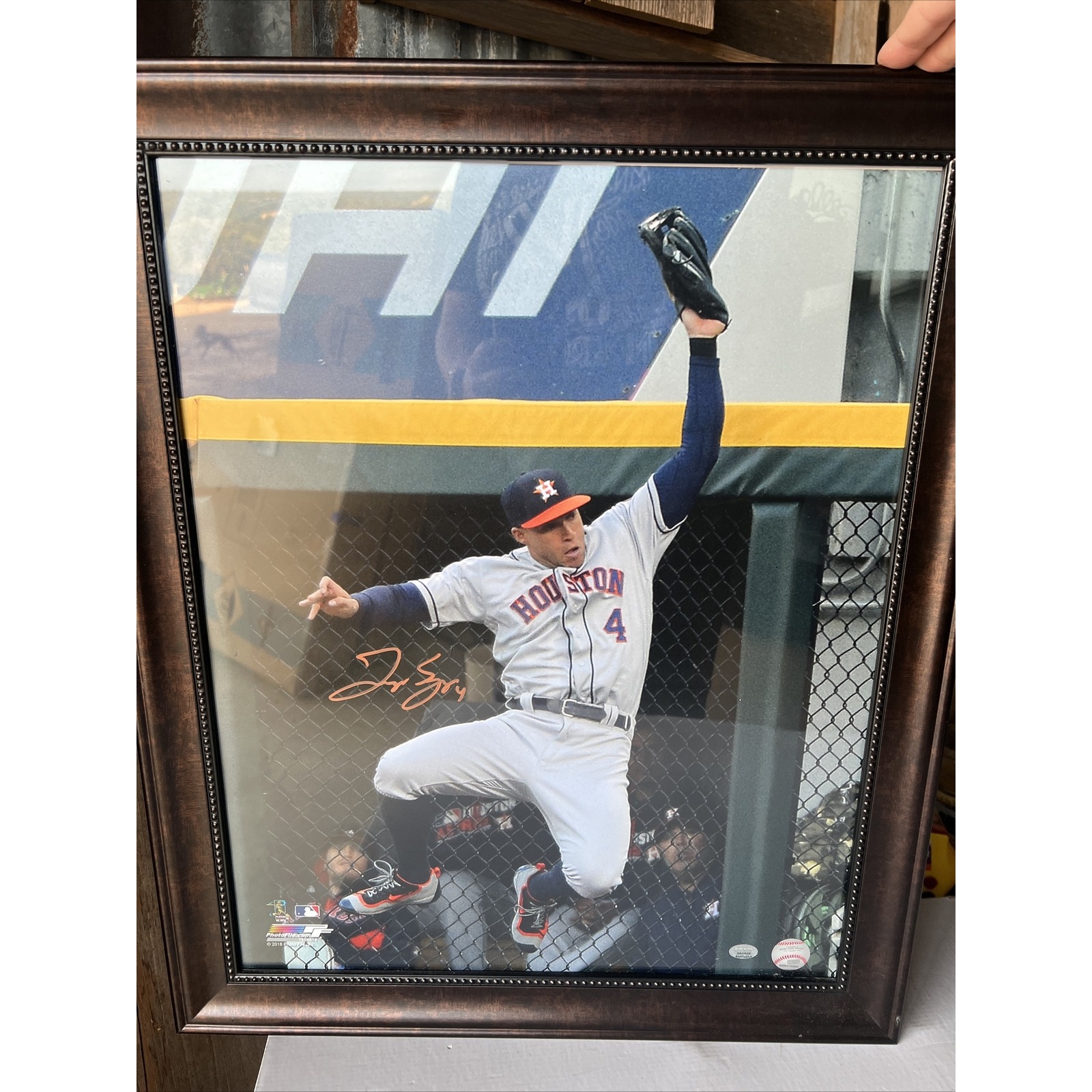 George Springer Memorabilia Autographed 16x20 Photo Framed Houston Astros