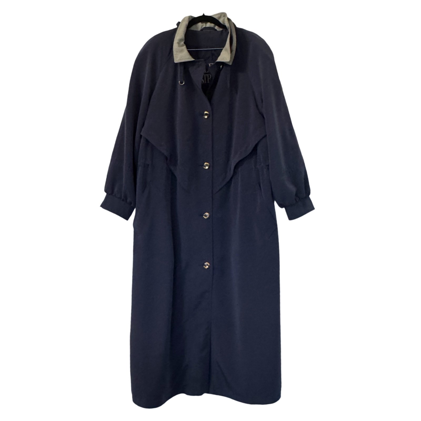 Vintage Fleet Street Navy Blue Lightweight Trench Coat 16W Classic Minimalist