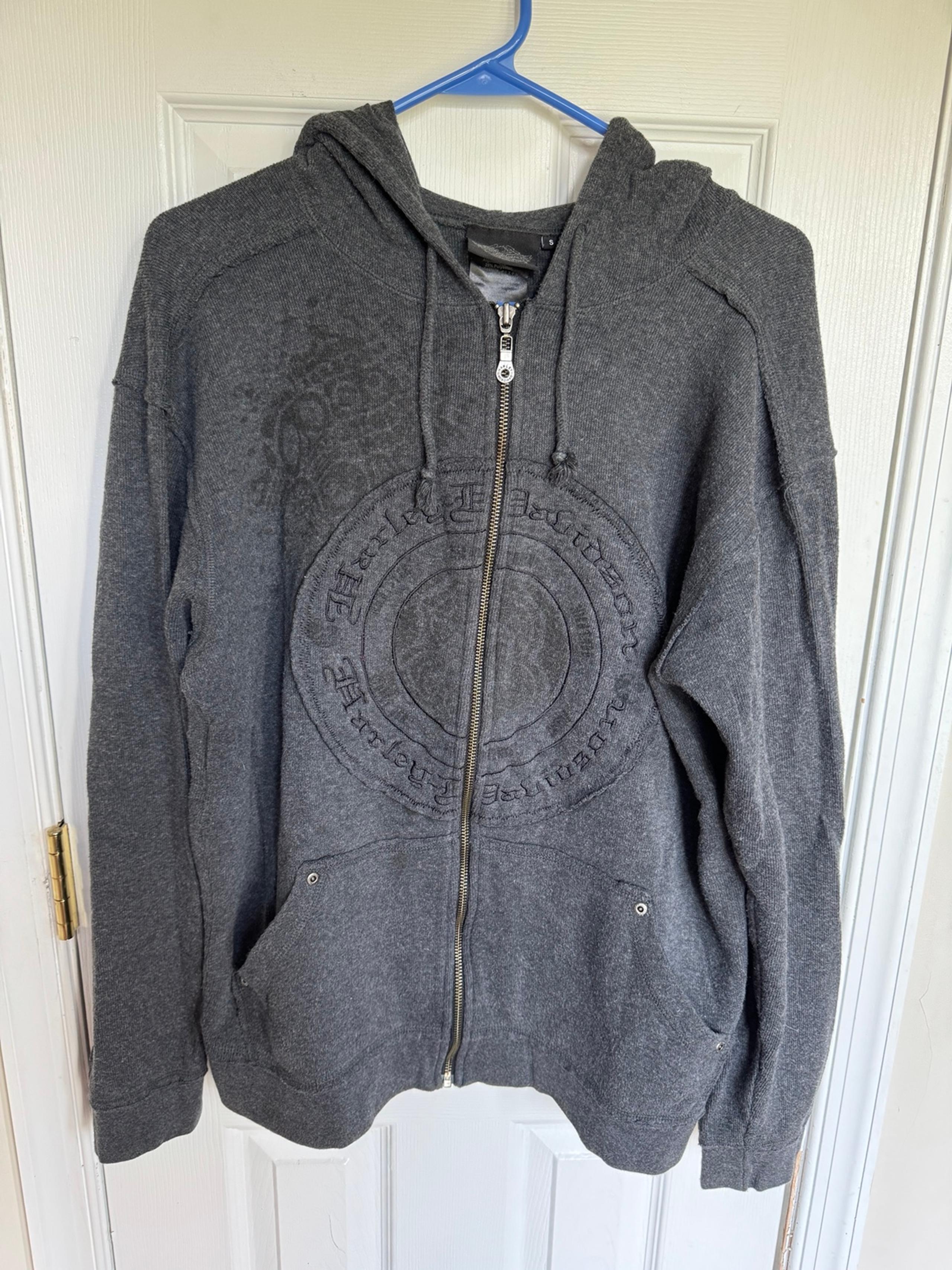 Original Black Label Harley Davidson Dark Grey Hoodie Womens Sweatshirt Size S