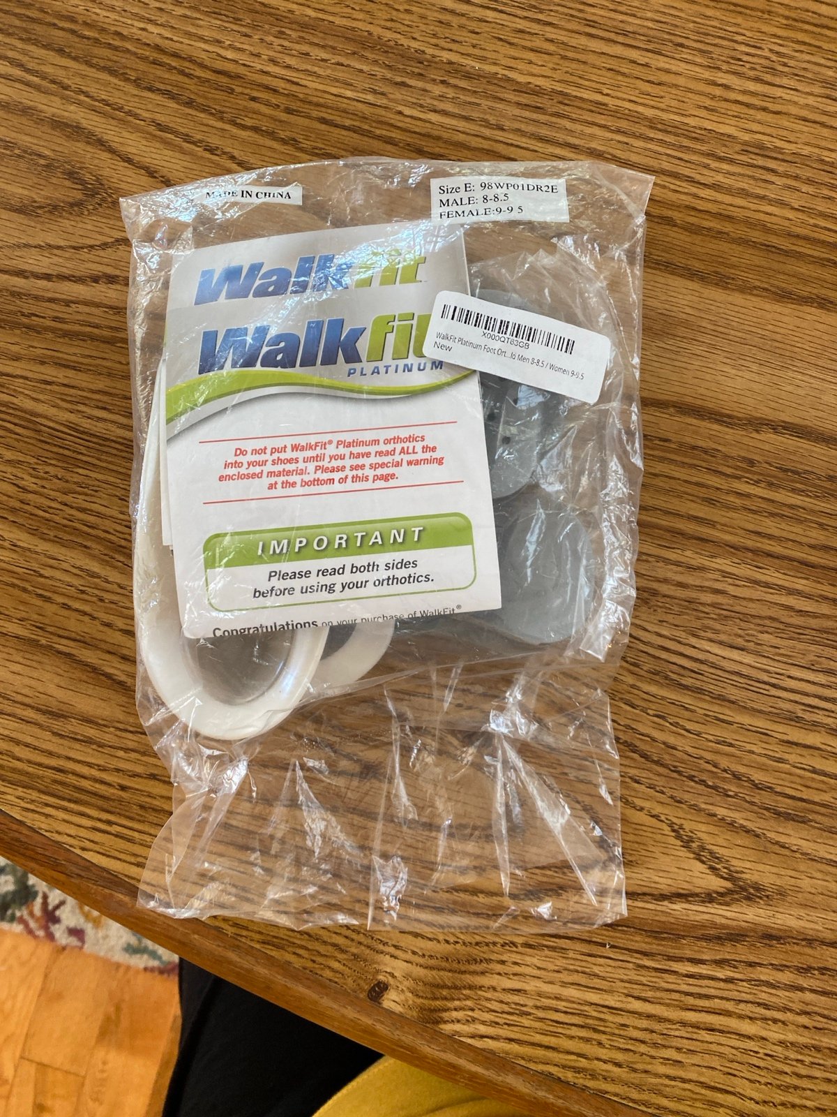Walkfit Platinum Orthotics Size E: Men 8-8.5/Women 9-9.5 NEW