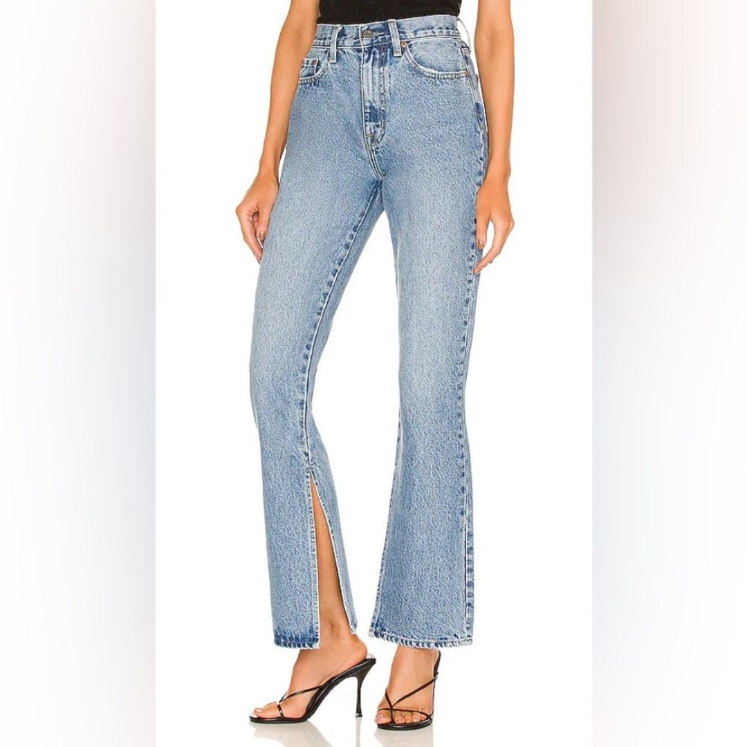 PISTOLA Alexa High Rise Slim Flare Jeans Size 25 Side Slits Constance Blue Retro
