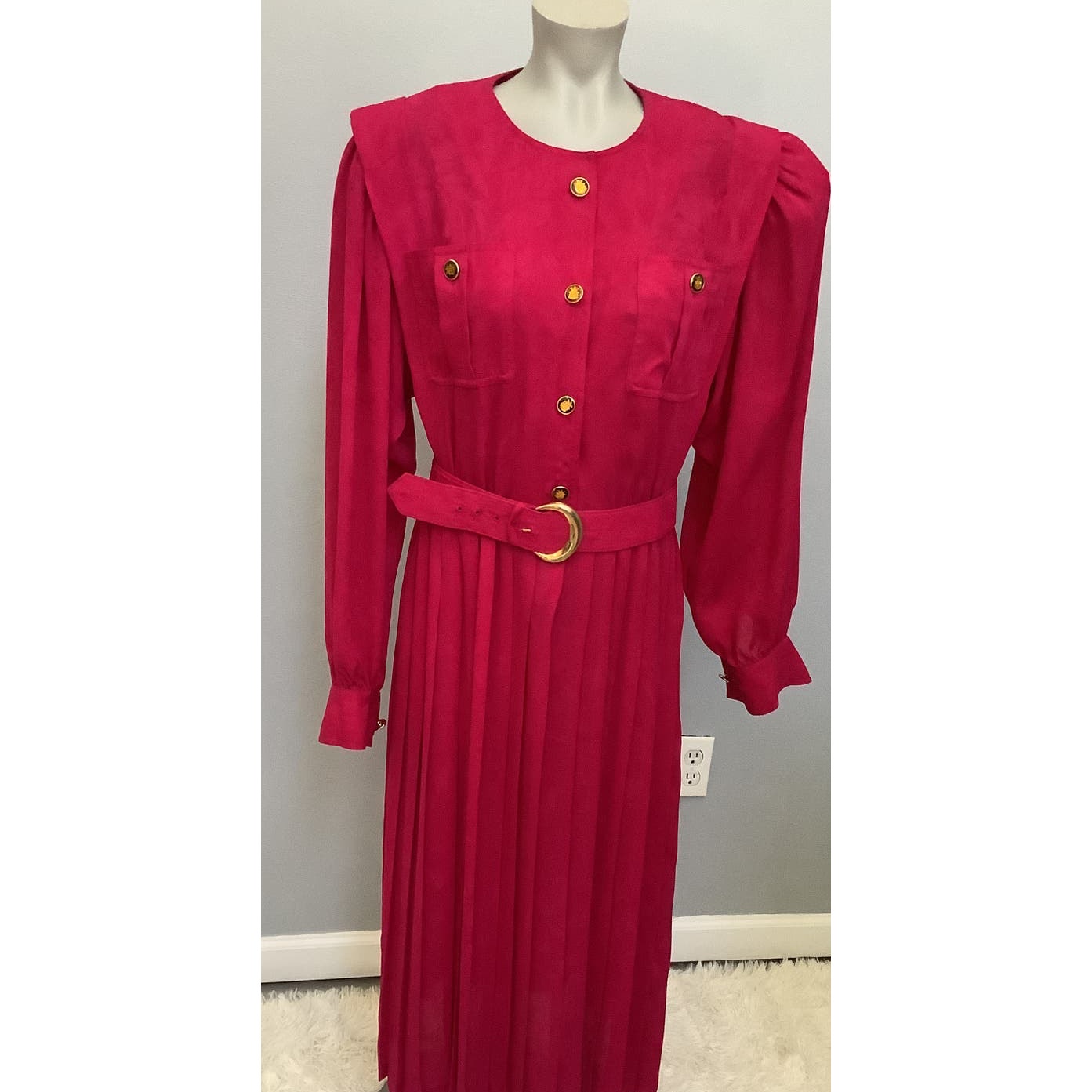 Lesley Fay red pleated dress size 14
