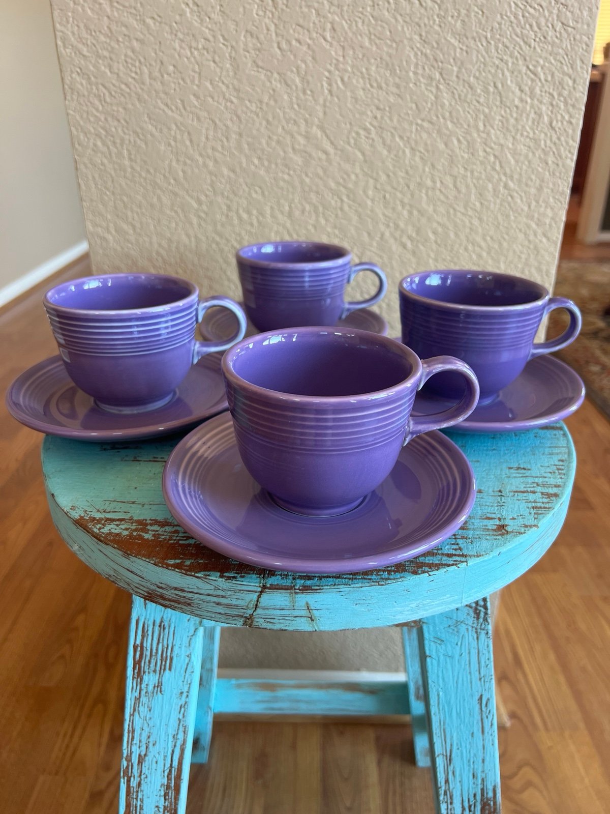Fiestaware Fiesta Lilac Cup & Saucer Set of 4