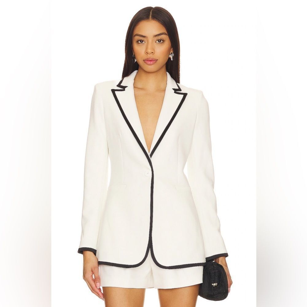 585 Alice + Olivia Breann Fitted Blazer White Black jacket Revolve oversized