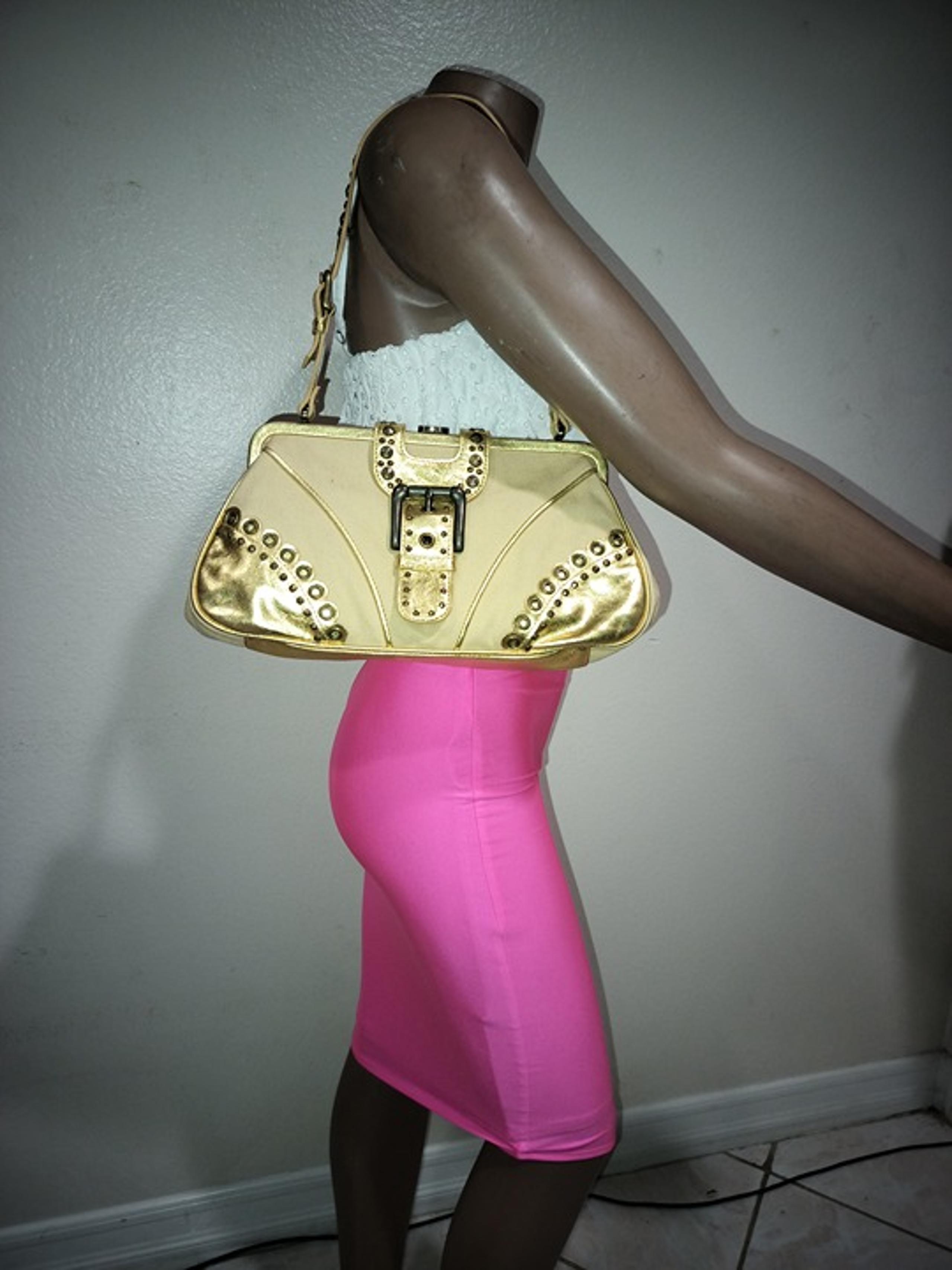 Isabella Fiore Metallic Gold Leather Studded Shoulder Bag. EUC - Isabella Fiore
