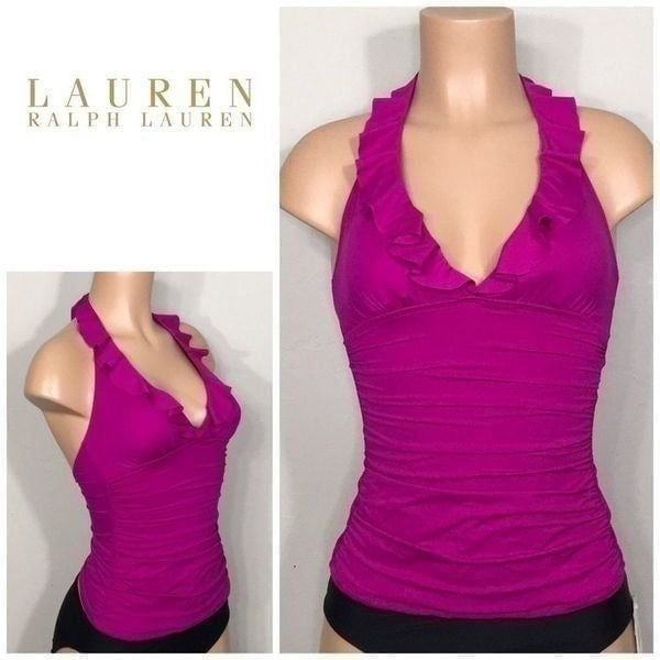 Lauren Ralph Lauren plunge neck tankini top. New