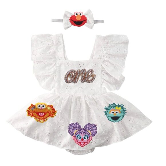 12-18 Sesame Street Dress Zoe Birthday Rosita Romper Clothes Elmo outfit Smash