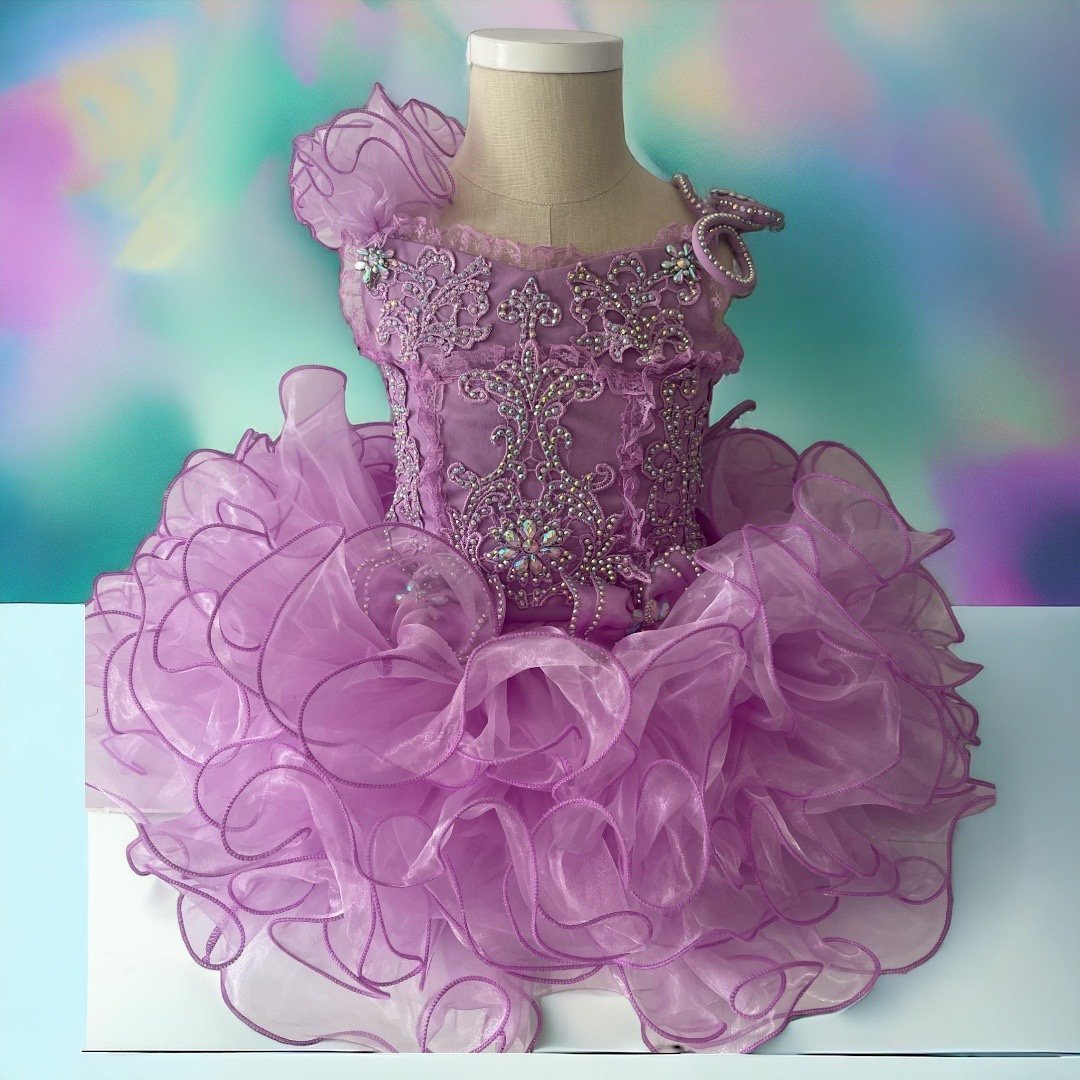 Girls stunning lace cupcake pageant princess dress