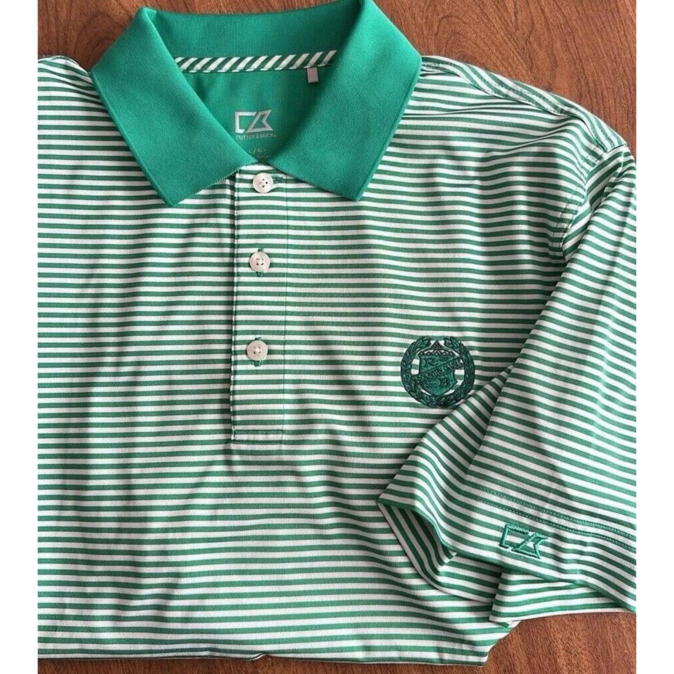 Cutter & Buck Green/White Polo Large CB Dry/Tec ShirtGOLF Athletic Sporty