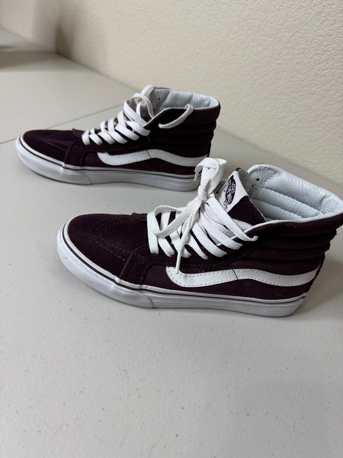 Vans Burgundy and White High-Top Old Skool Sneakers