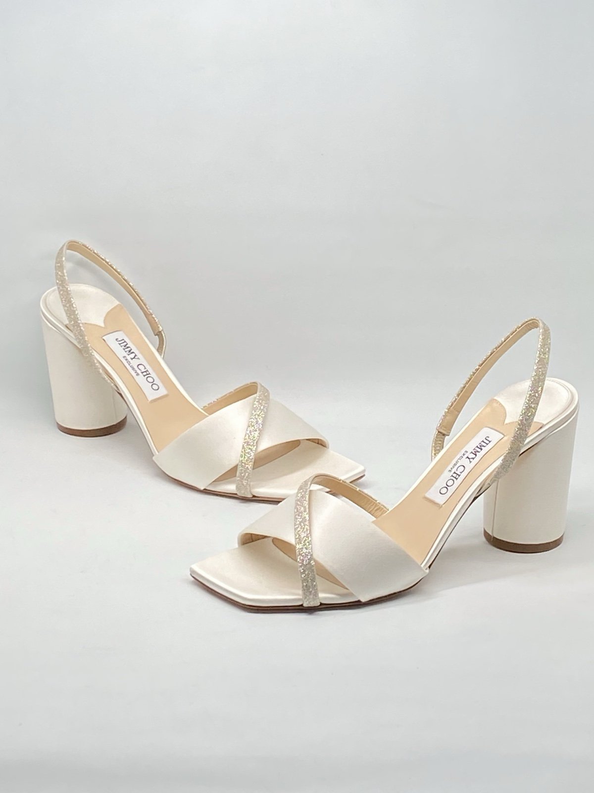 Jimmy Choo Plum Satin & Glitter Slingback Sandals size 39.5