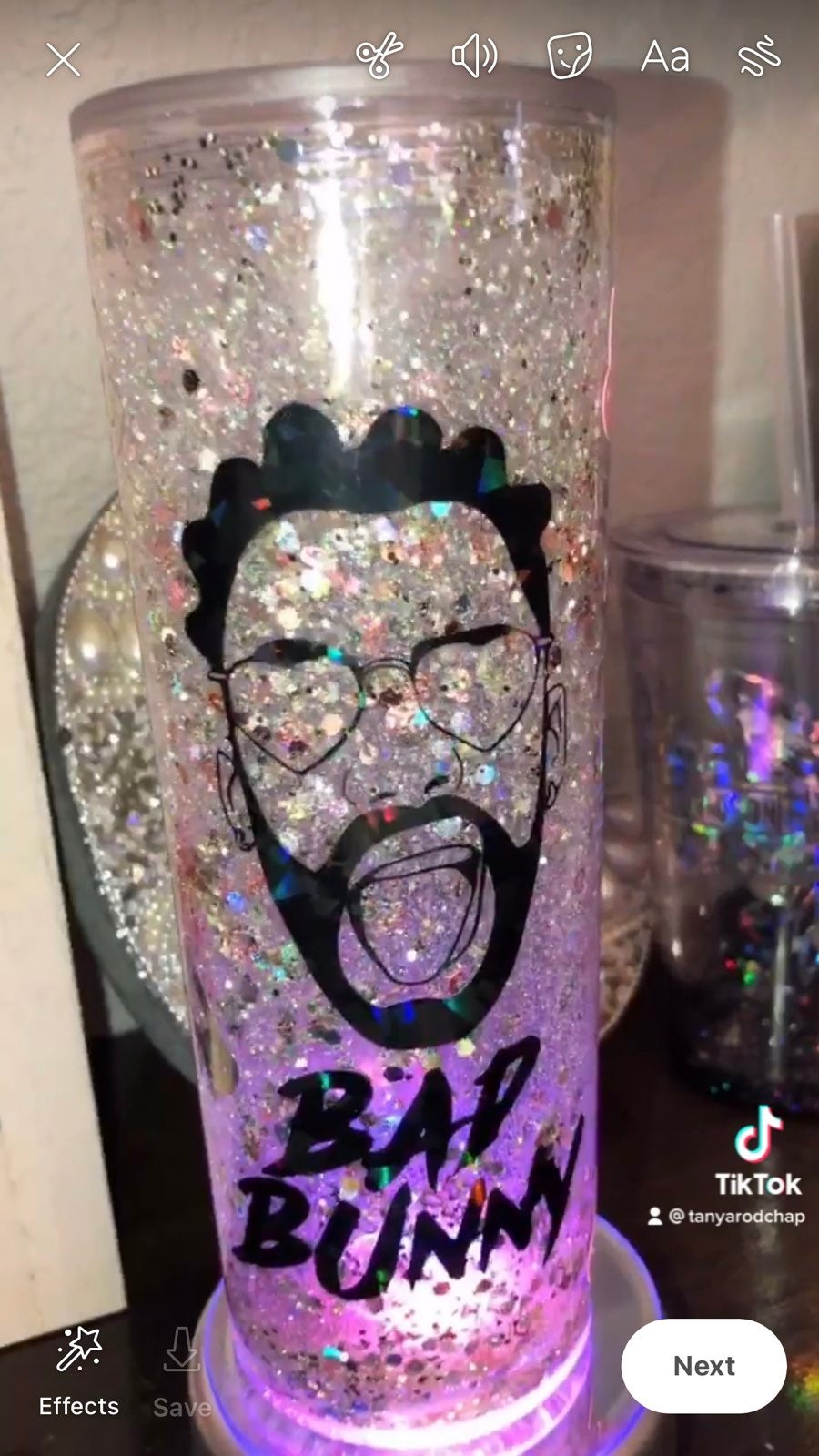 Bad Bunny snow globe tumbler