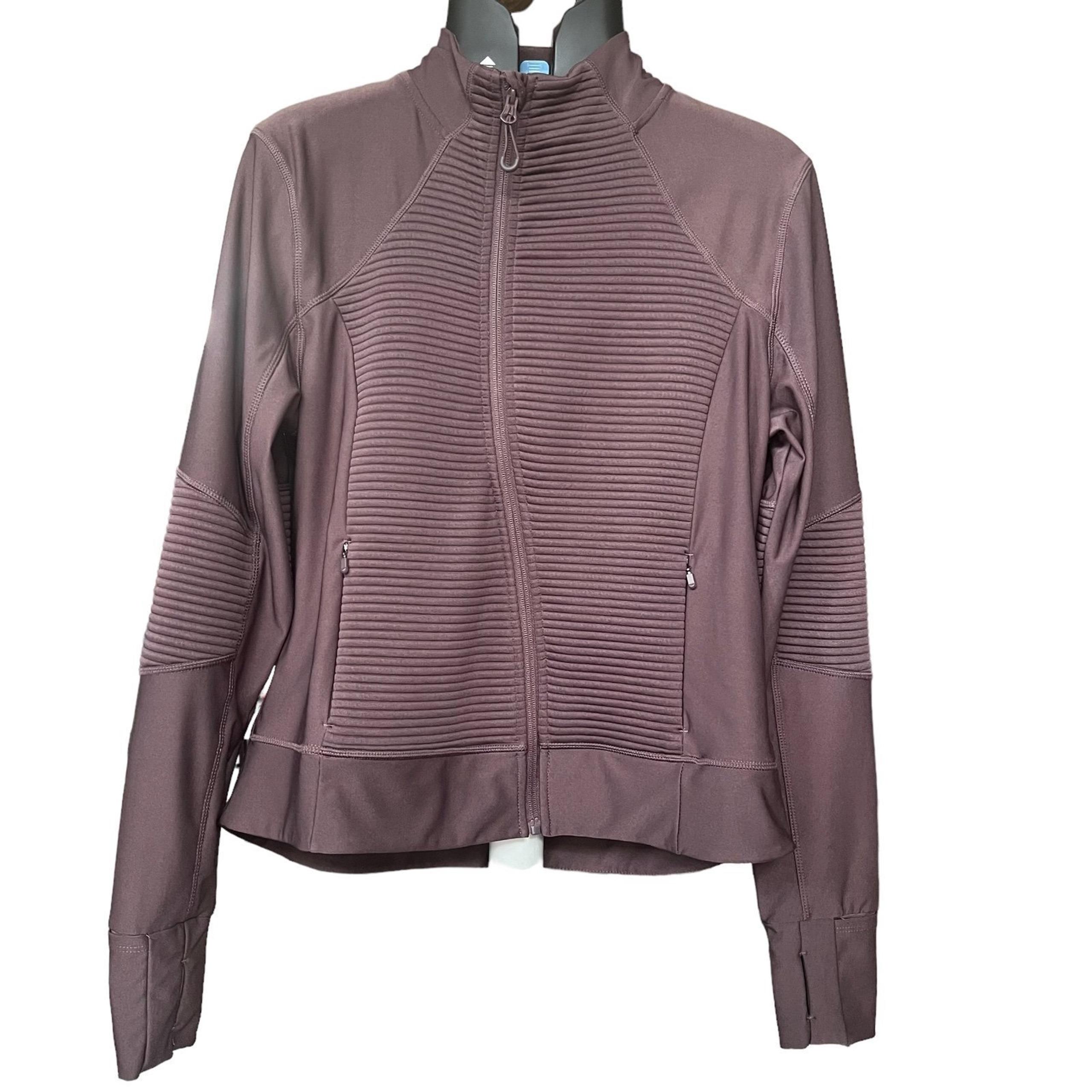 Mondetta Women's Active Athletic Jacket L Plum Purple Brown Asymmetric Full Zip
