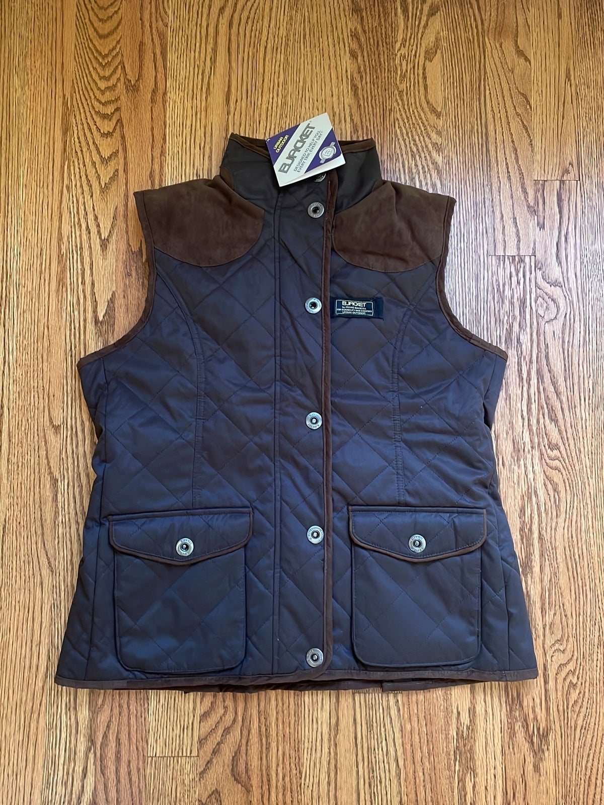 Bjacket By Frans Baviera Womens Size Medium Brown Quilted Urban Outdoor Vest NWT