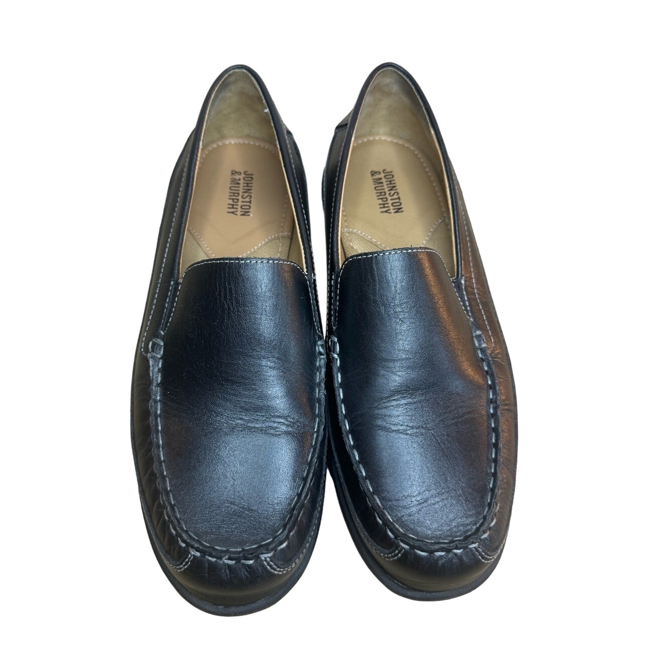 Johnston & Murphy Boy's Youth Locklin Venetian Black Leather Loafers Size 7M