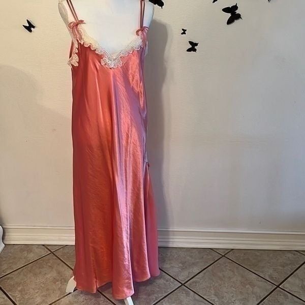 Oscar de la Renta Pink label lingerie maxi vintage set 70s size medium