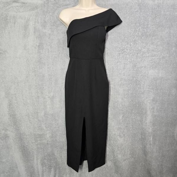 Yumi Kim Black That Jazz One-shoulder Front Slit Midi Dress X-Small